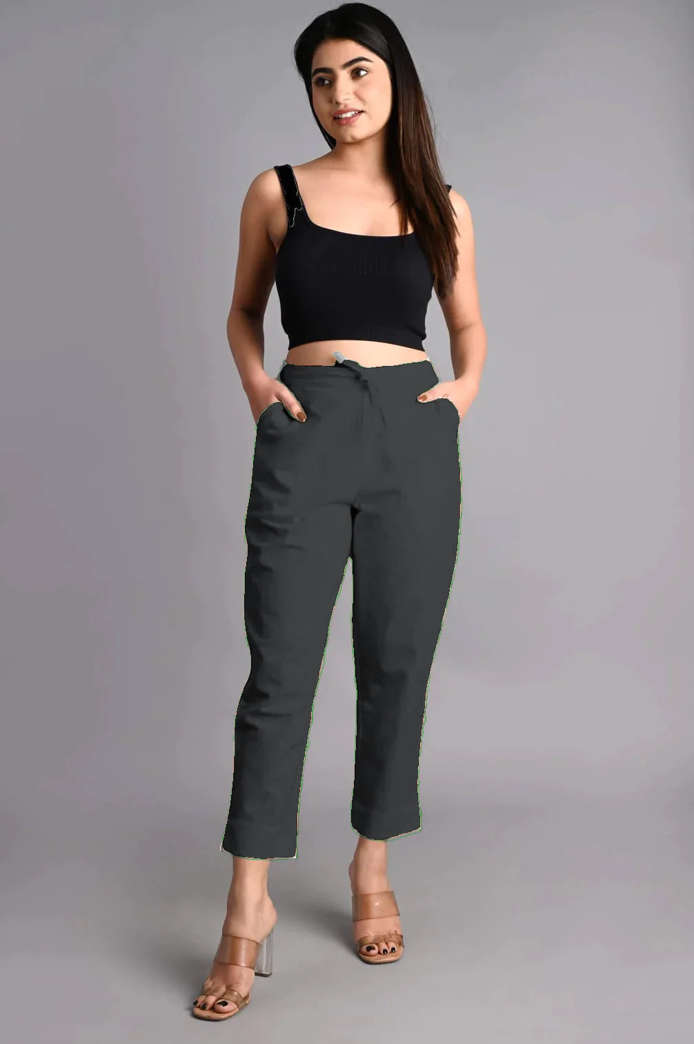 Effortless Elegance: Khadi Grey Women's Pants for Timeless Style